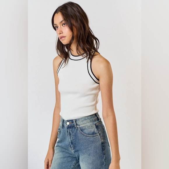 NWT HAILEY Contrast Trim Knit Halter Tank | Boutique - Picture 3 of 6